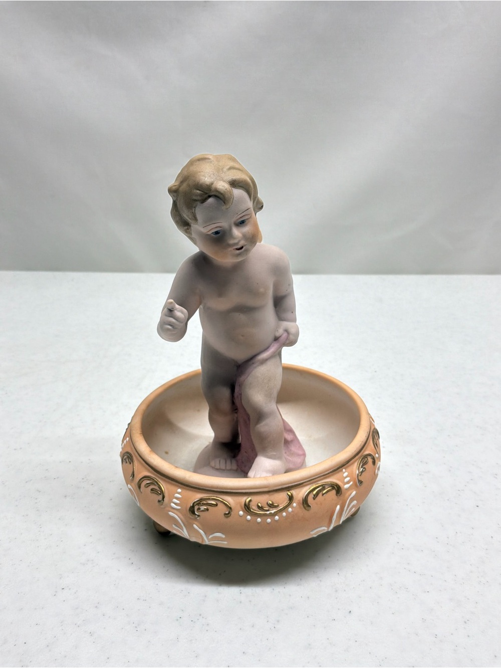 Ardalt Porcelain Cherub Trinket Dish Hand Painted Lenwile China